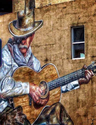 Denver Colorado ~ Cowboy Playing Guitar - Painted Mural ~ My Photo 2005